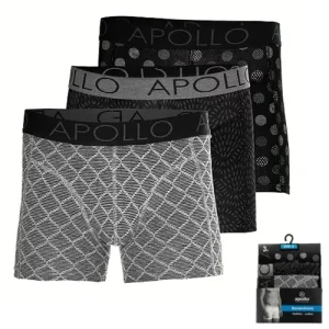 Apollo heren boxershorts Black printed 3-pack