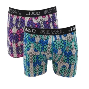 J&C Underwear heren boxershorts Drietand turquoise/paars 2-pack